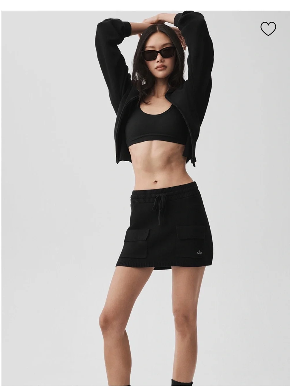 ALO Yoga Black Scholar Knit Cargo Skirt - Black Medium